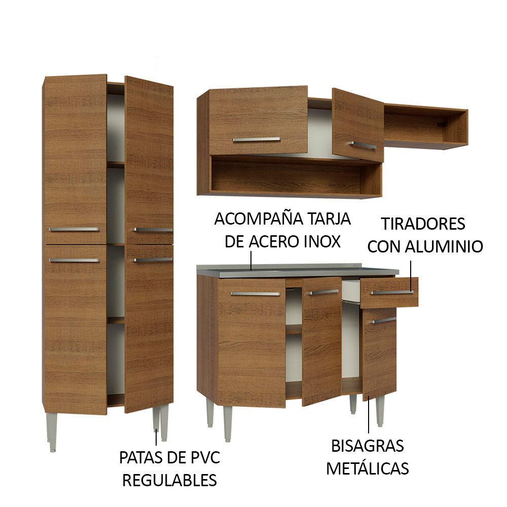 Cocina Integral Emilly 2.30 m con Mesón de Acero 12