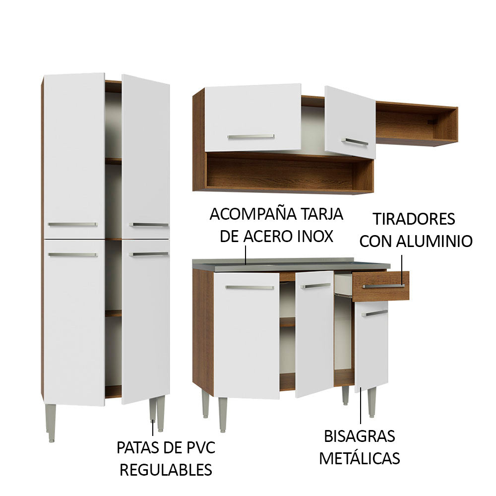 Cocina Integral Emilly 2.30 m con Mesón de Acero 12