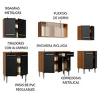 Cocina Integral Emilly Wind 2.30 Metros Marrón/Negro