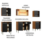 Cocina Integral Emilly 233 cm Fire Marrón/Negro Madesa