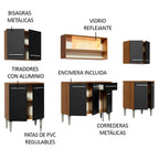 Cocina Integral Emilly Smile 2.30 Metros Marrón/Negro