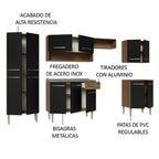 Cocina Integral Emilly 2.90 m con Mesón de Acero Marrón/Negro 08