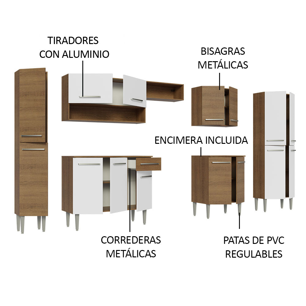 Cocina Integral Emilly 3.25 Metros Marrón/Blanco 02