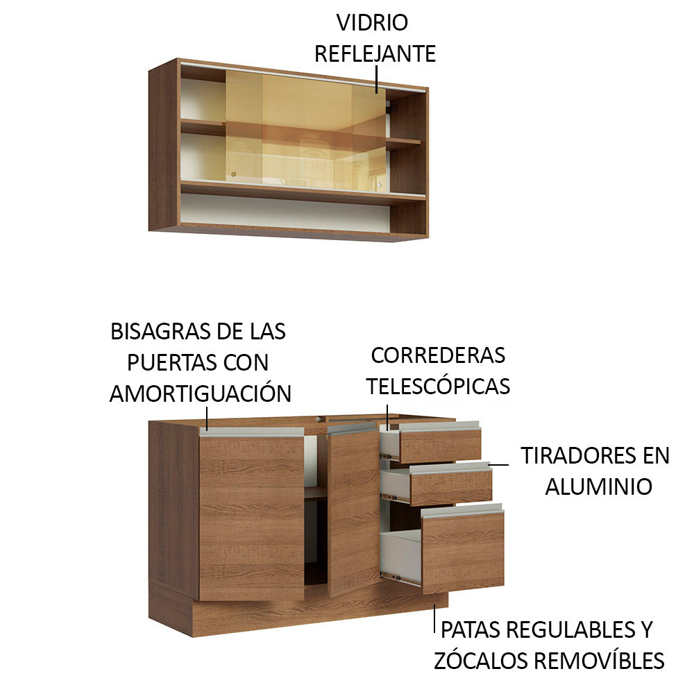 Cocina Integral Glamy 1.20 Metros Marrón 02