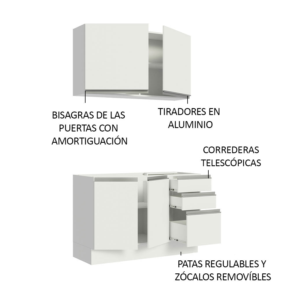 Cocina Integral Glamy 120 cm 03 Blanco Madesa