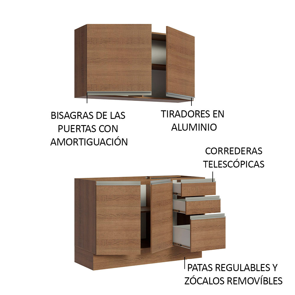 Cocina Integral Glamy 1.20 Metros Marrón 03