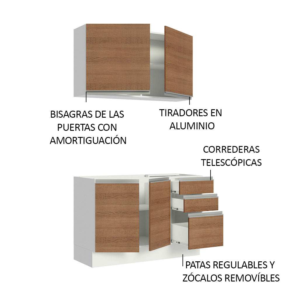 Cocina Integral Glamy 1.20 Metros Blanco/Marrón 03