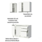 Cocina Integral Glamy 1.20 m con Mesón de Acero Blanco 01