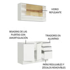 Cocina Integral Glamy 1.20 m con Mesón de Acero Blanco 02