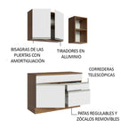 Cocina Integral Glamy 1.20 m con Encimera de MDP Marrón/Blanco 08