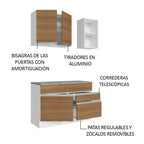 Cocina Integral Glamy 1.20 m con Encimera de MDP Blanco/Marrón 08
