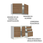 Cocina Integral Glamy 1.20 m con Mesón de Acero Blanco/Marrón 03