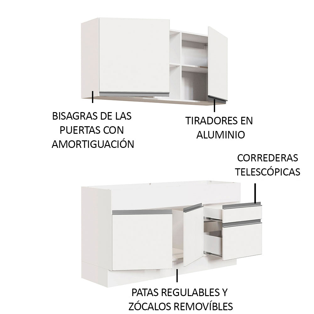 Cocina Integral Glamy 1.50 Metros Blanco 02