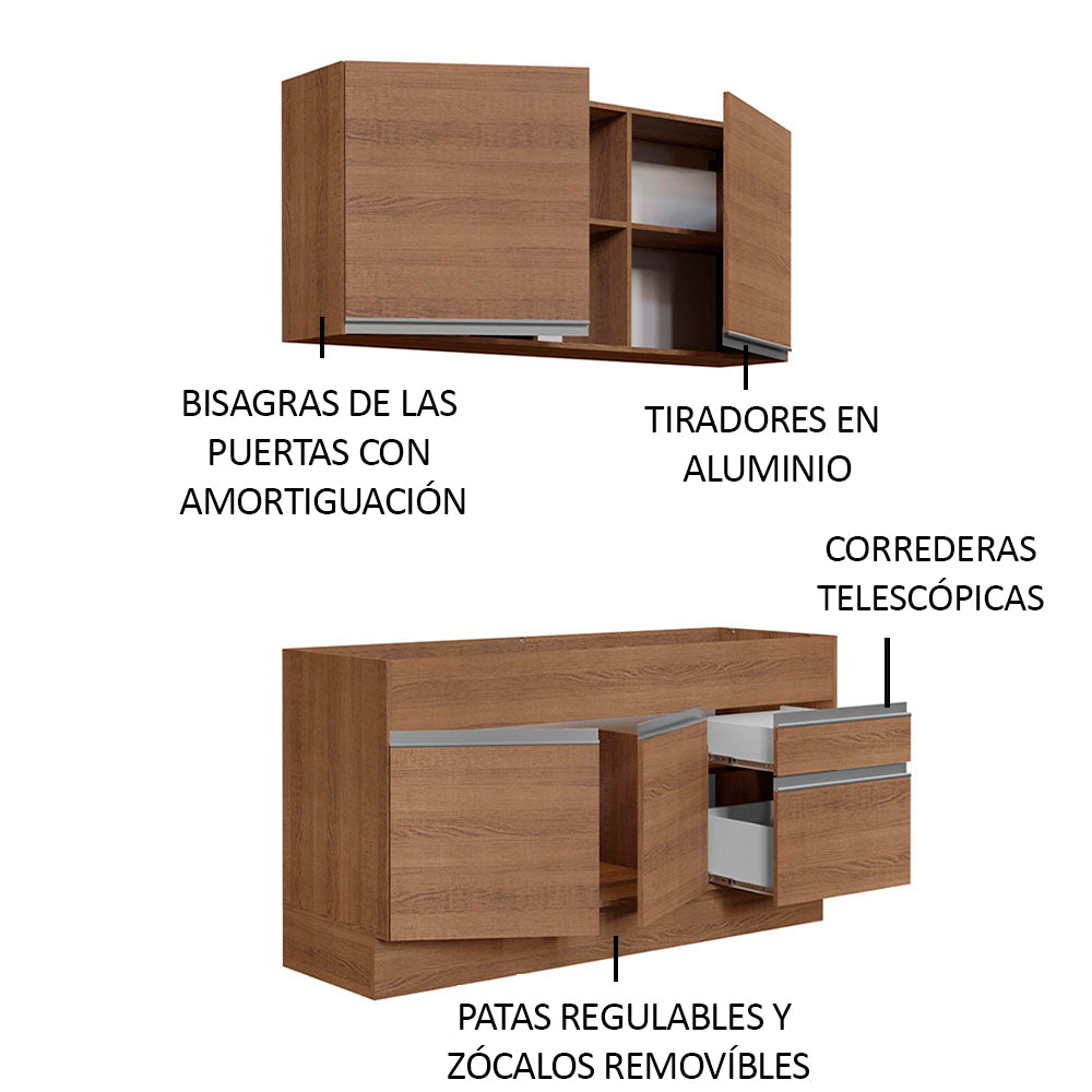 Cocina Integral Glamy 1.50 Metros Marrón 02