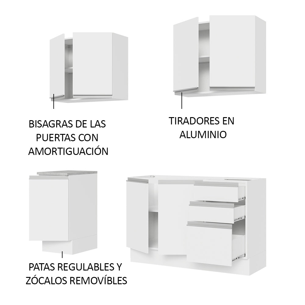 Cocina Integral Glamy 1.60 Metros Blanco 01