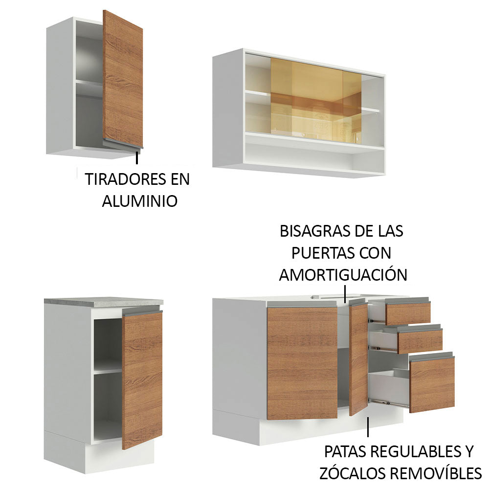 Cocina Integral Glamy 1.60 Metros Blanco/Marrón 02