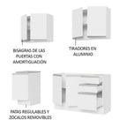 Cocina Integral Glamy 1.60 m con Mesón de Acero Blanco 01