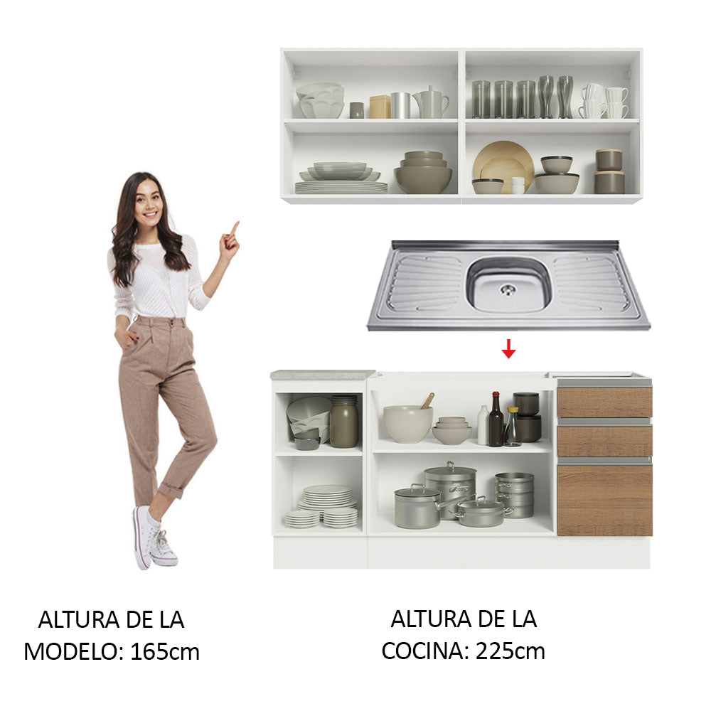 Cocina Integral Glamy 1.60 m con Mesón de Acero 01