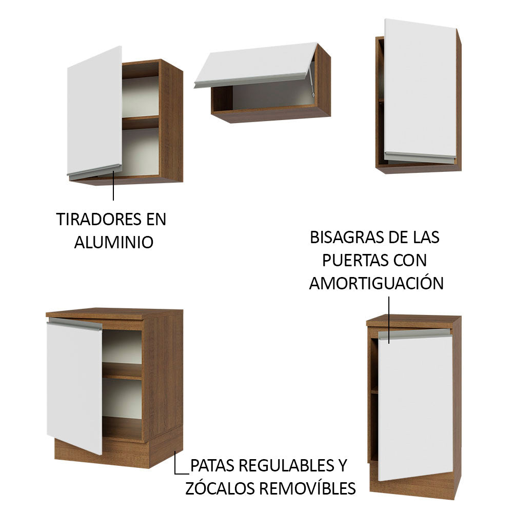 Cocina Integral Glamy 1.60 Metros Marrón/Blanco 07