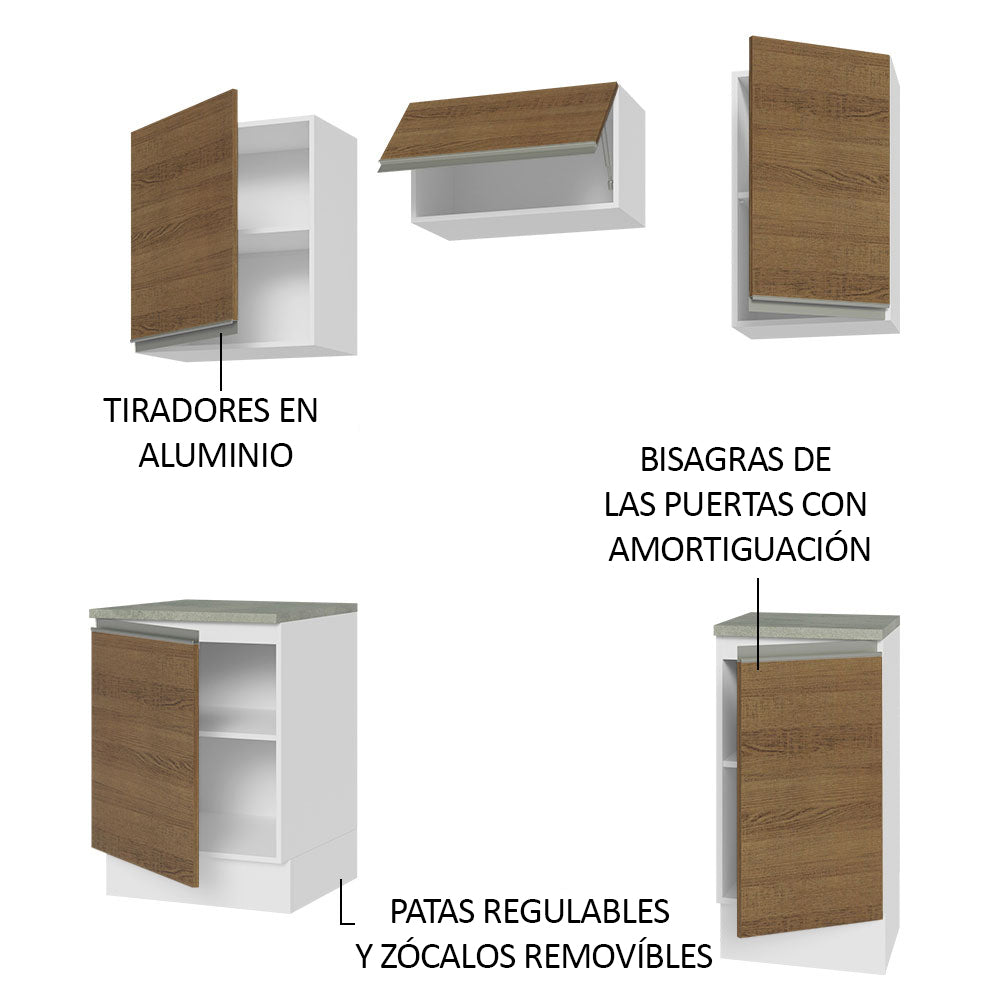 Cocina Integral Glamy 1.60 Metros Blanco/Marrón 07