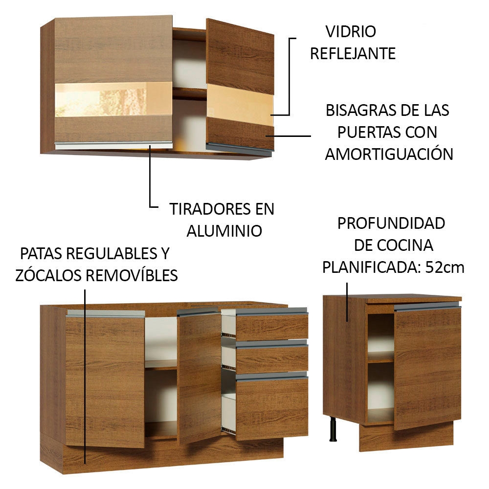 Cocina Integral Milán 1.80 Metros Marrón