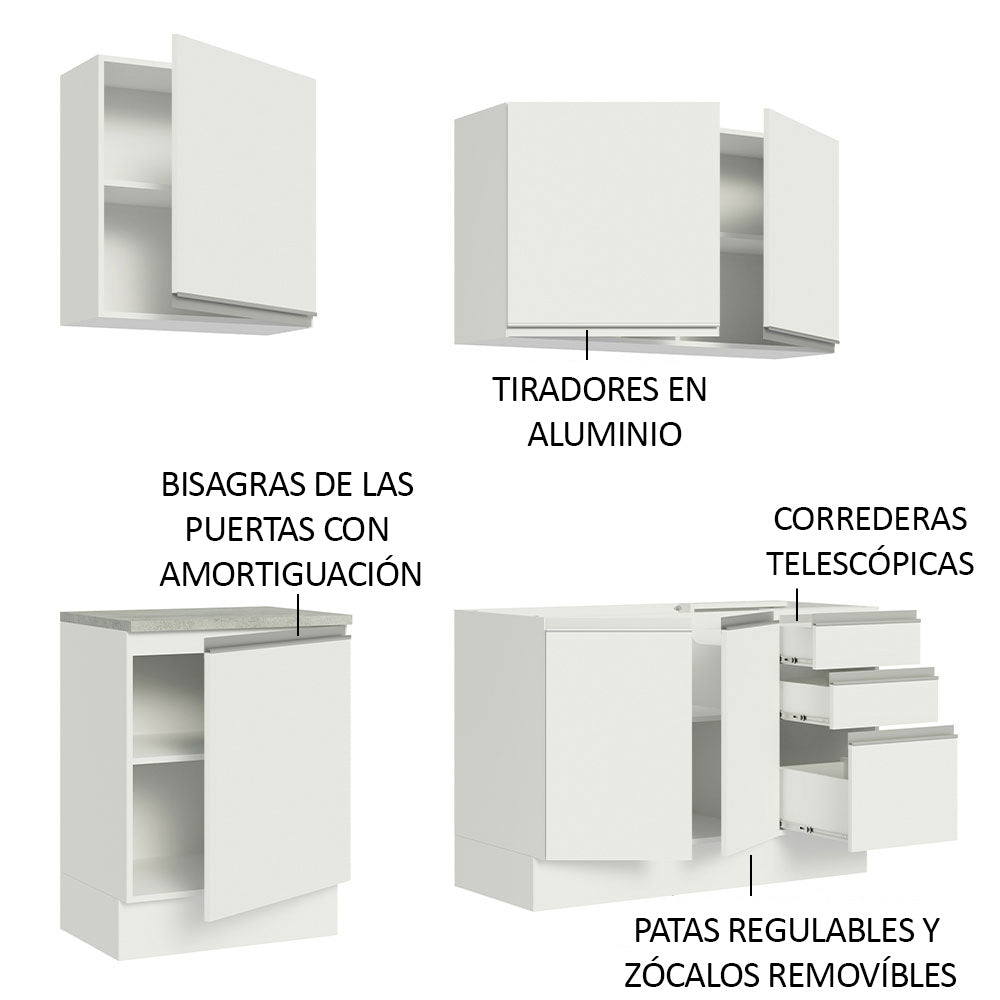 Cocina Integral Glamy 1.80 Metros Blanco 05