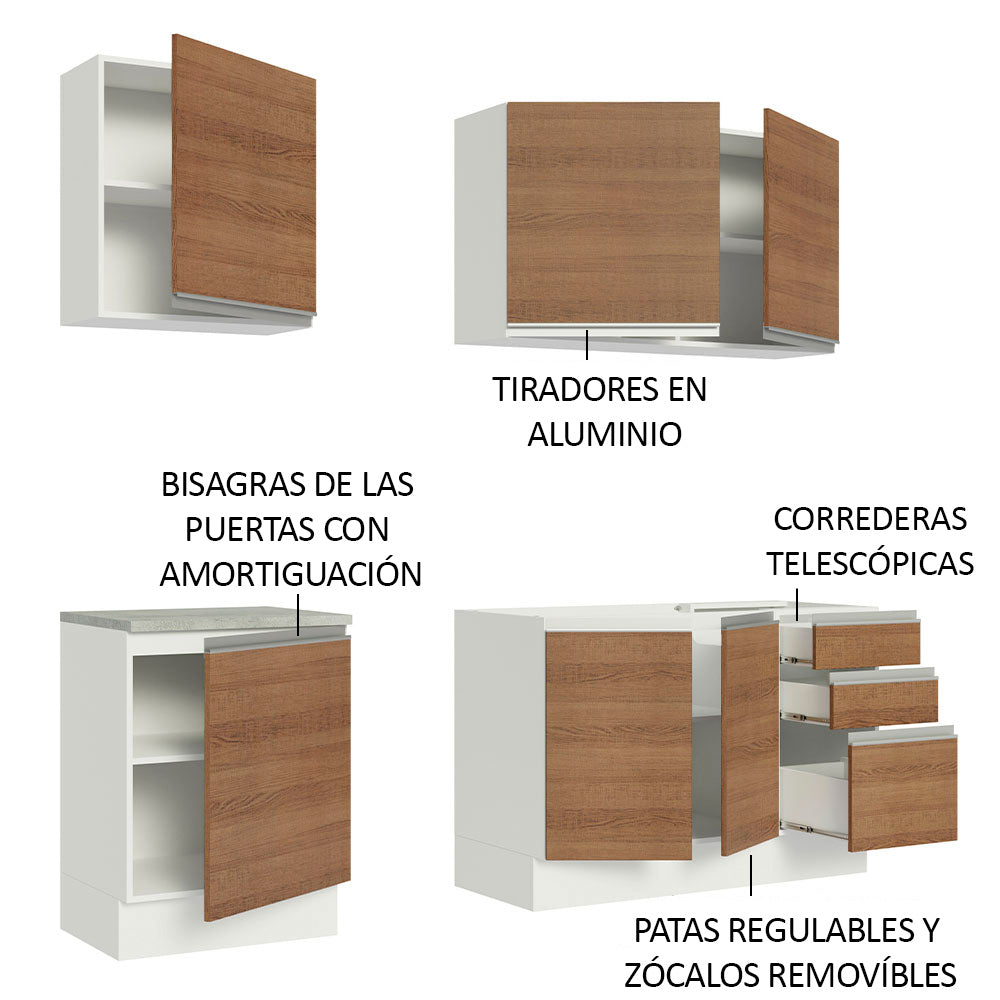 Cocina Integral Glamy 1.80 Metros Blanco/Marrón 05