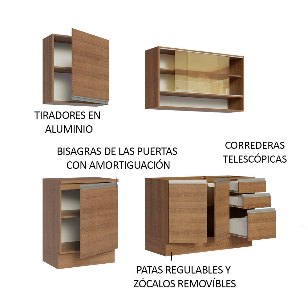 Cocina Integral Glamy 1.80 Metros Marrón 06