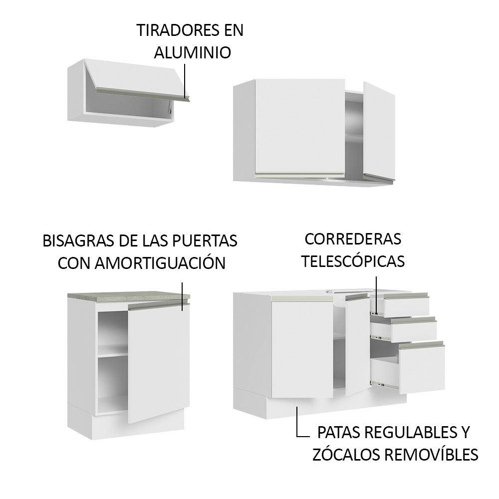 Cocina Integral Glamy 1.80 Metros Blanco 07