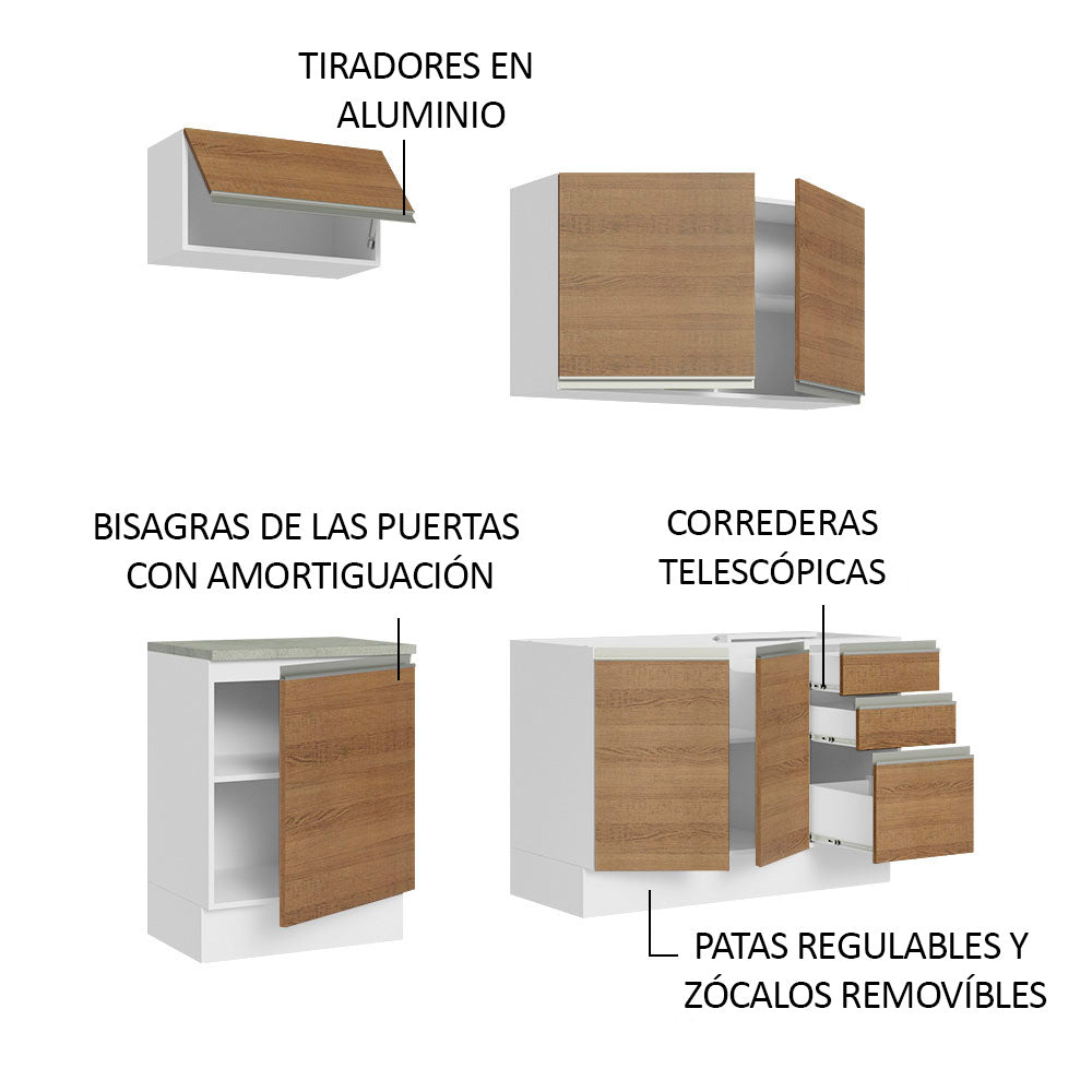 Cocina Integral Glamy 1.80 Metros Blanco/Marrón 07