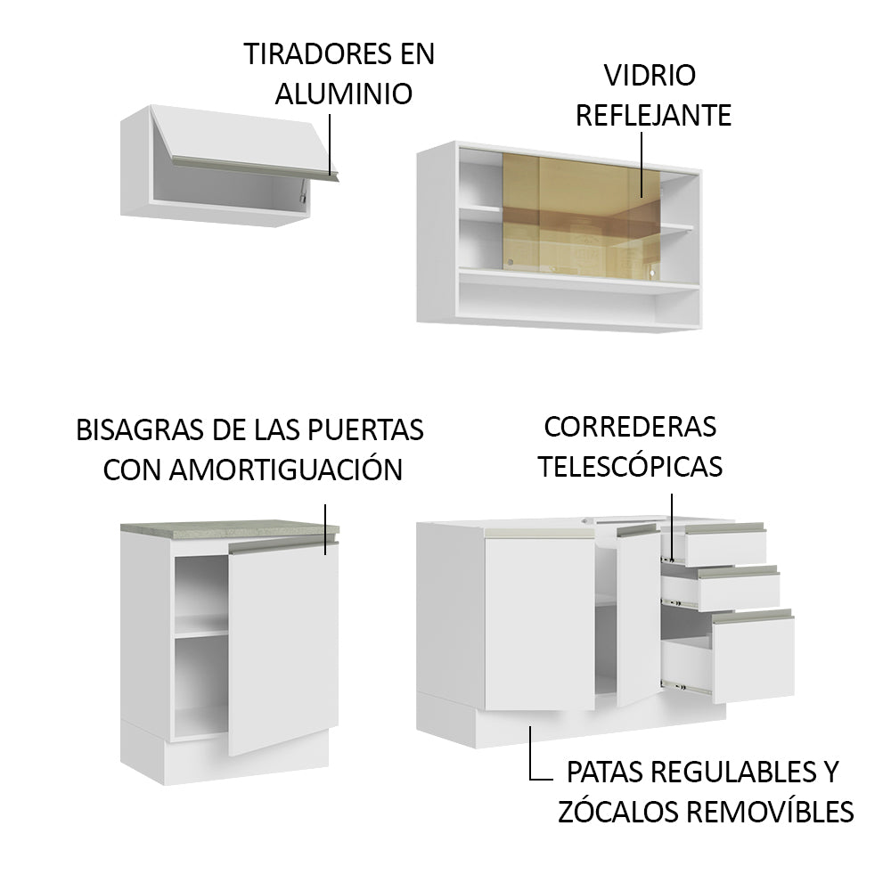 Cocina Integral Glamy 1.80 Metros Blanco 08