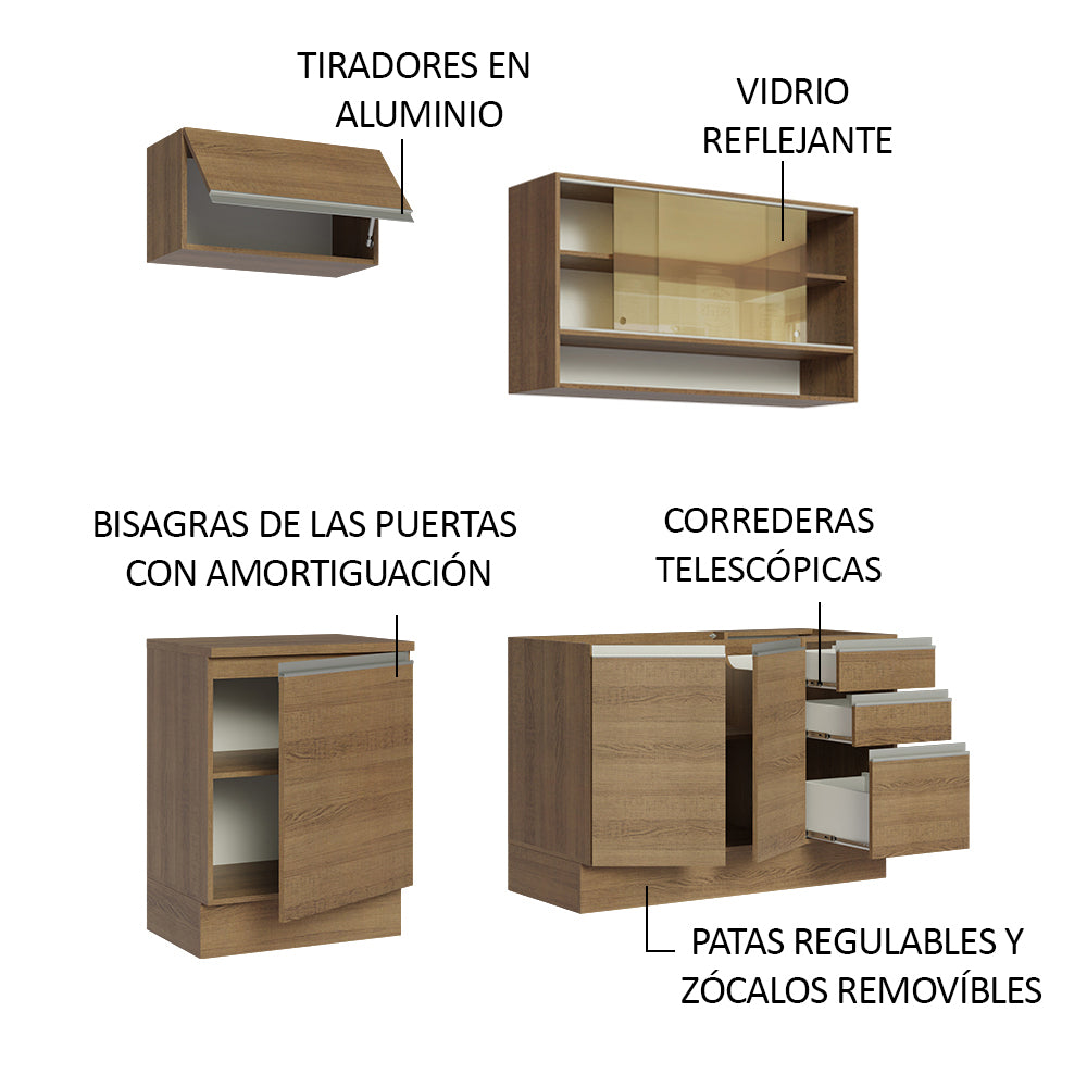 Cocina Integral Glamy 1.80 Metros Marrón 08