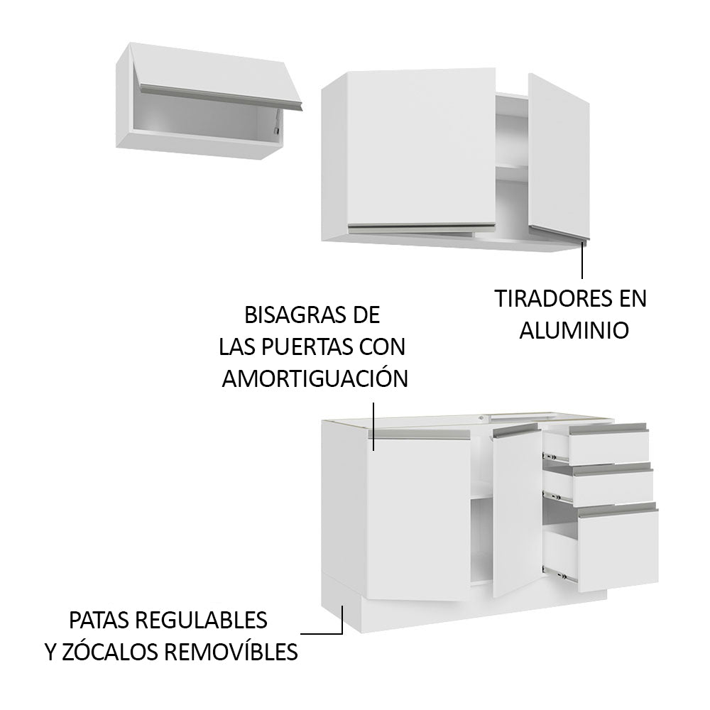 Cocina Integral Glamy 1.80 Metros Blanco 09