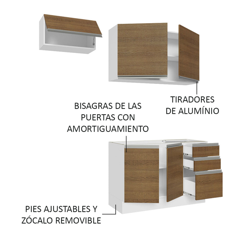 Cocina Integral Glamy 1.80 Metros Blanco/Marrón 09