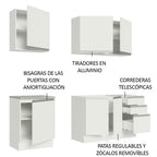Cocina Integral Glamy 1.80 m con Mesón de Acero Blanco 05