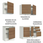 Cocina Integral Glamy 1.80 m con Mesón de Acero Blanco/Marrón 05