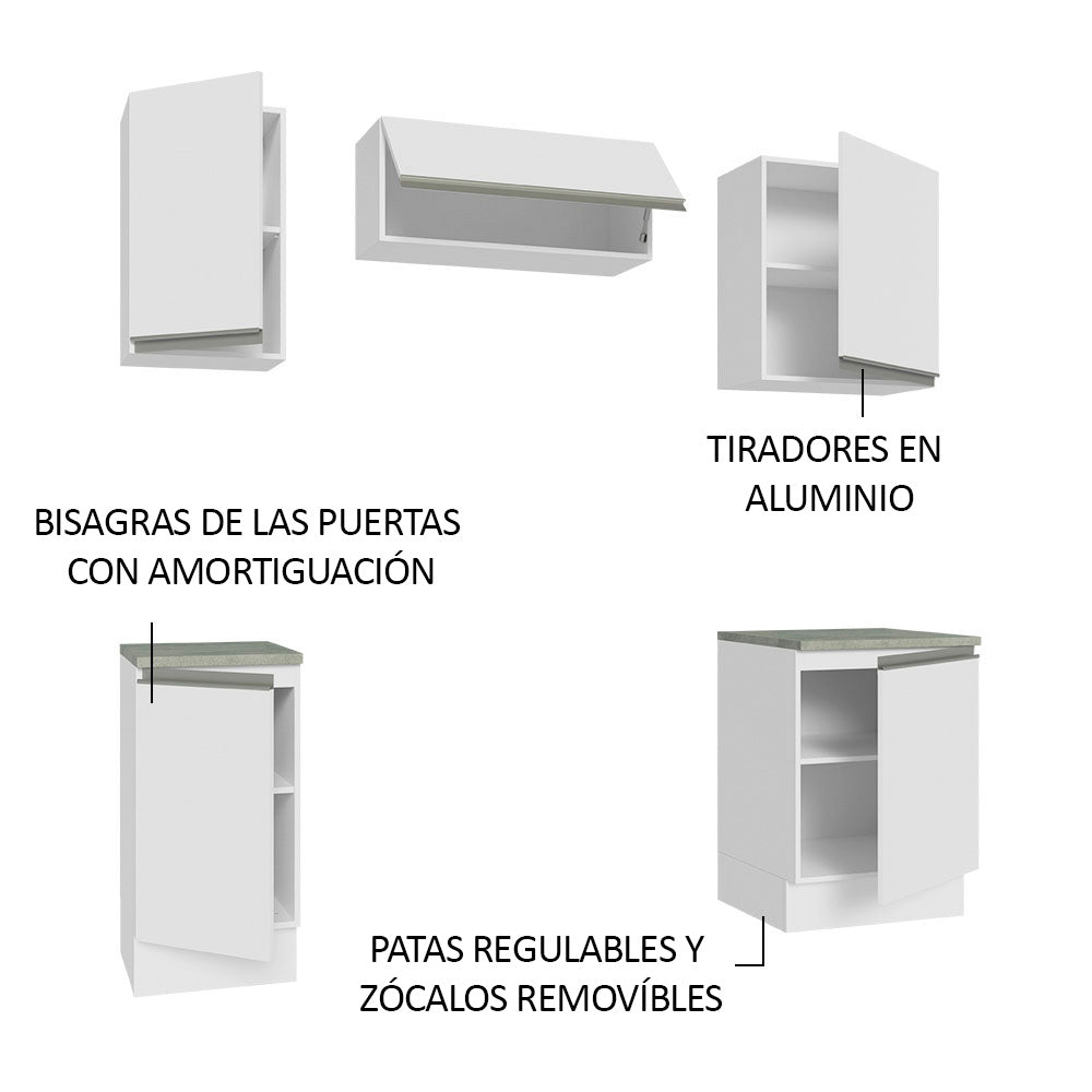 Cocina Integral Glamy 1.80 Metros Blanco 12