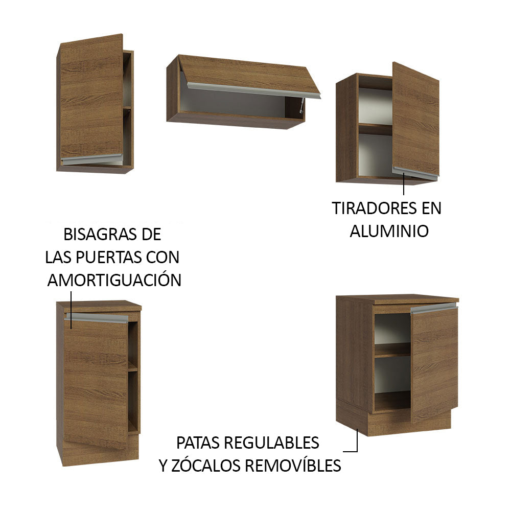 Cocina Integral Glamy 1.80 Metros Marrón 12