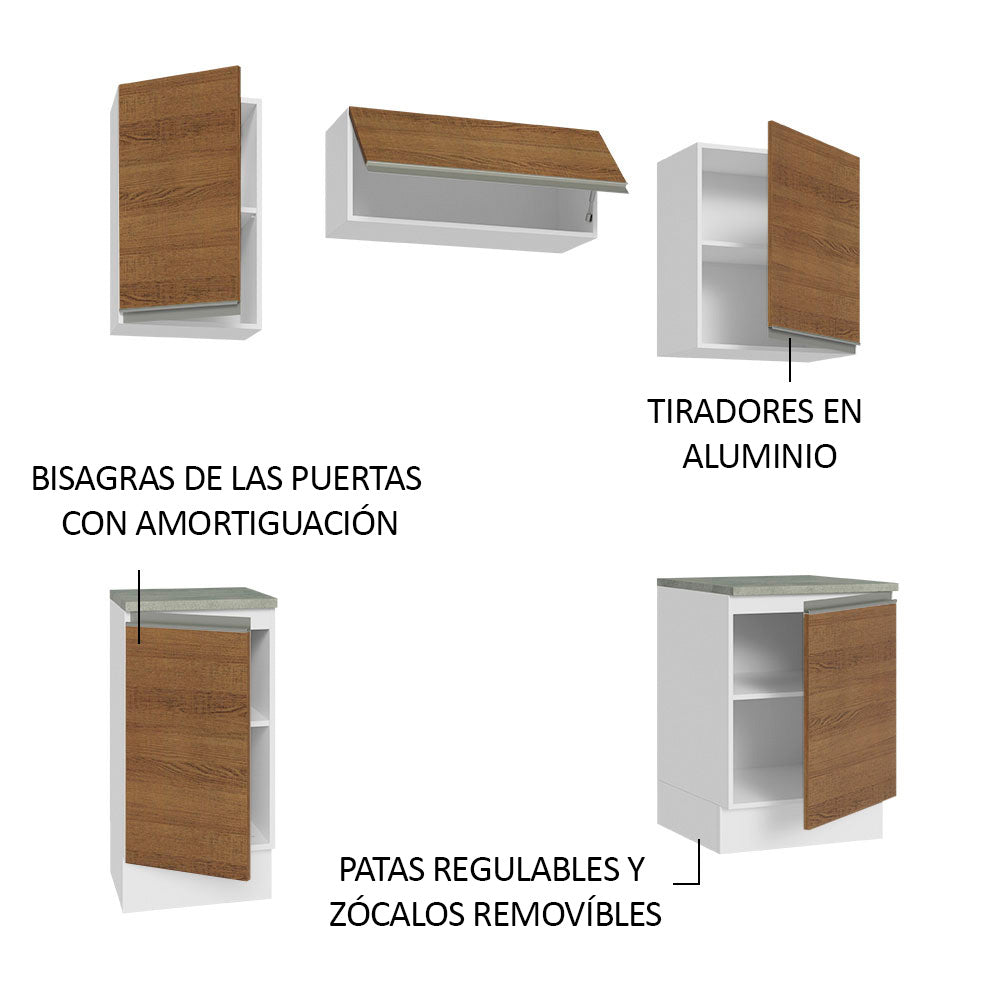 Cocina Integral Glamy 1.80 Metros Blanco/Marrón 12