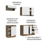Cocina Integral Glamy 1.80 m con Mesón de Acero Marrón/Blanco 13