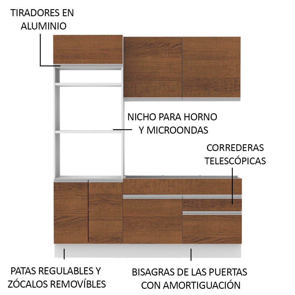 Cocina Integral Lívia 1.90 Metros Blanco/Marrón