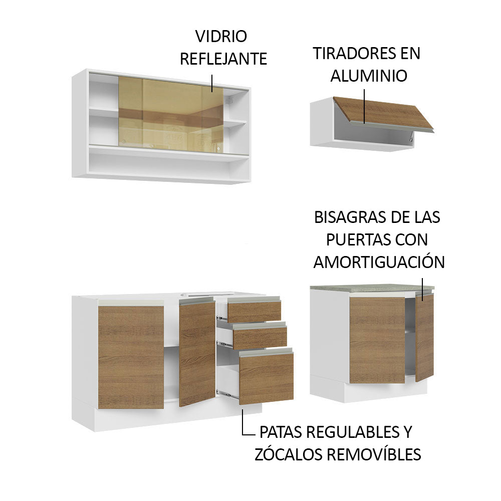 Cocina Integral Glamy 2.00 m con Mesón de Acero 03