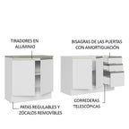 Kit 2 Muebles de Cocina Bajo Glamy 2.00 Metros Blanco