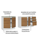 Kit 2 Muebles de Cocina Bajo Glamy 2.00 Metros Blanco/Marrón