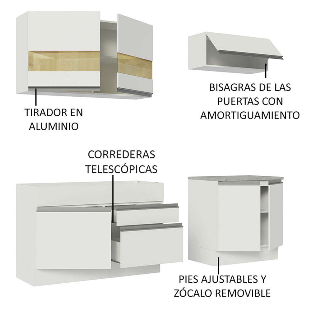 Cocina Integral Glamy 2.00 Metros Blanco 07