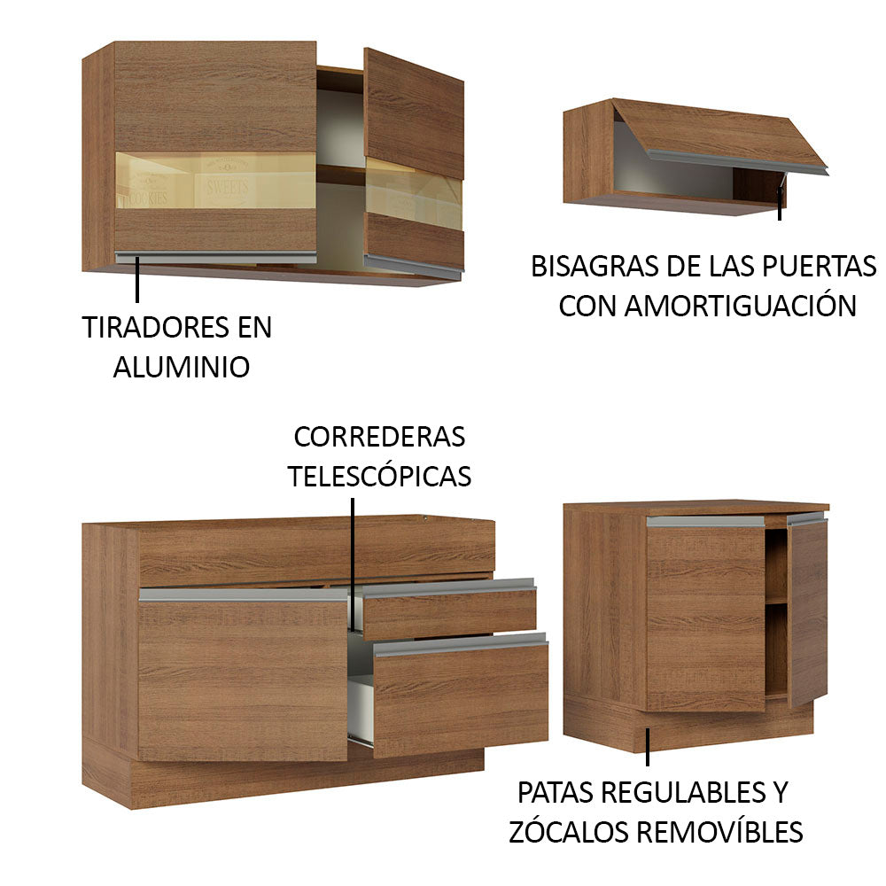 Cocina Integral Glamy 2.00 Metros Marrón 07