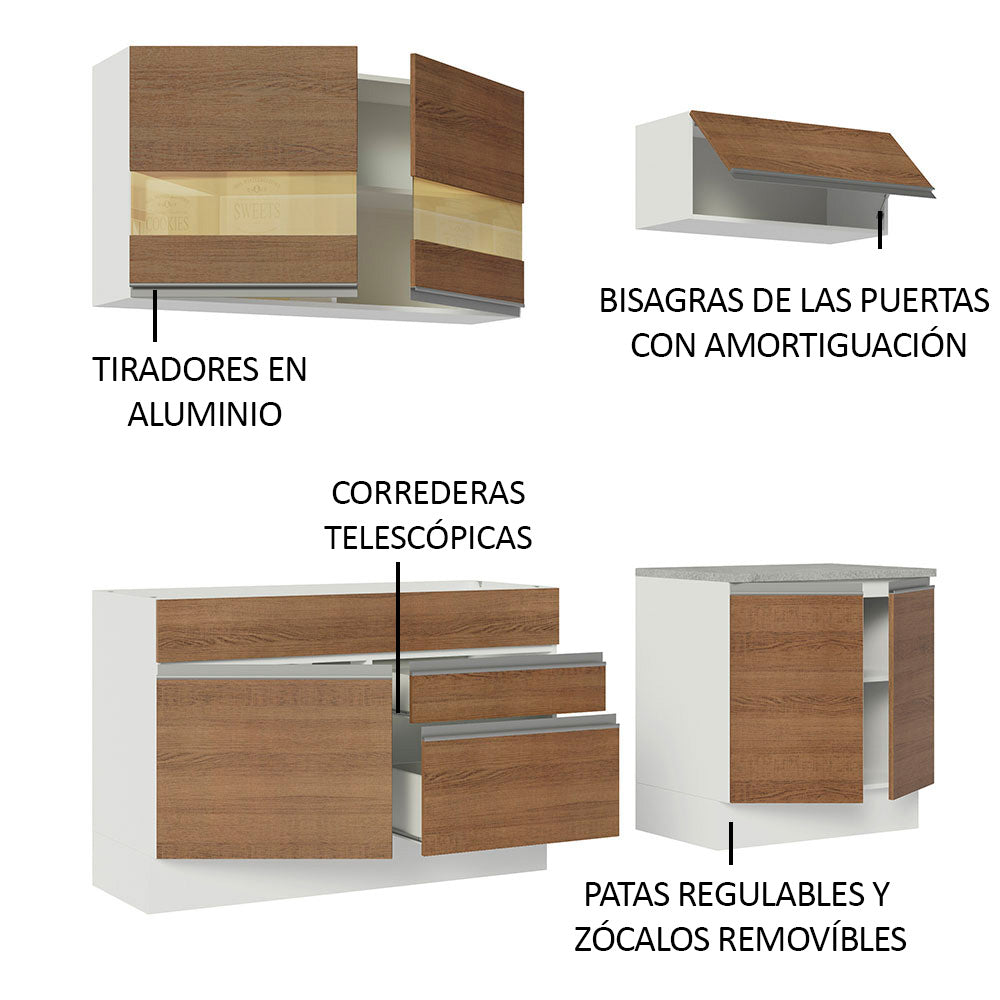 Cocina Integral Glamy 2.00 Metros Blanco/Marrón 07