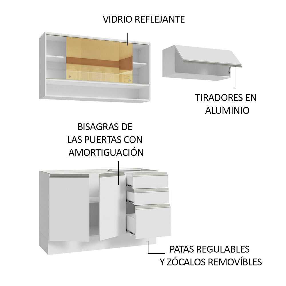 Cocina Integral Glamy 2.00 Metros Blanco 08