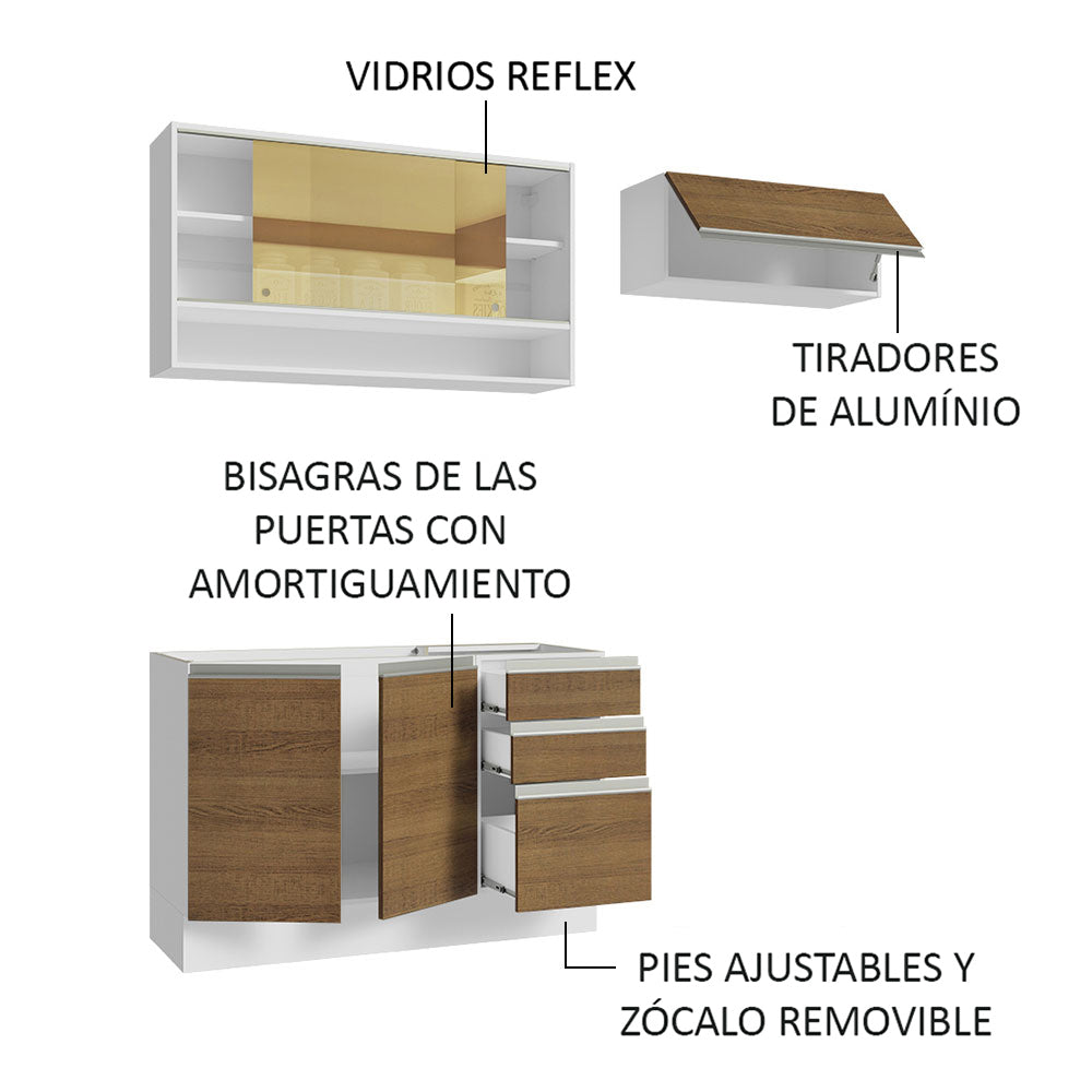 Cocina Integral Glamy 2.00 Metros Blanco/Marrón 08