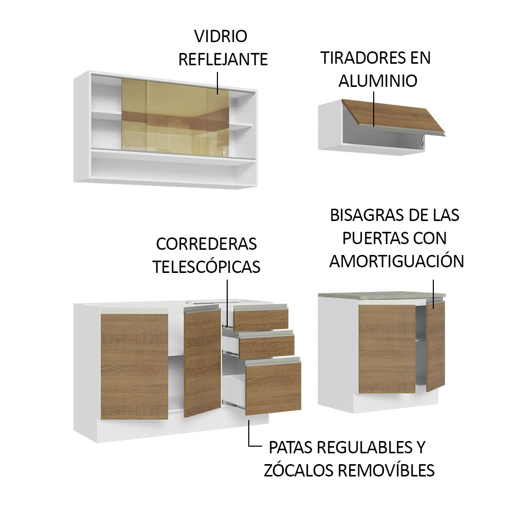 Cocina Integral Glamy 2.00 Metros con Mesón de Acero 09